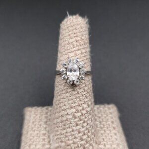Size 6 Sterling Silver Cubic Zirconia Halo Style Band Ring A6839